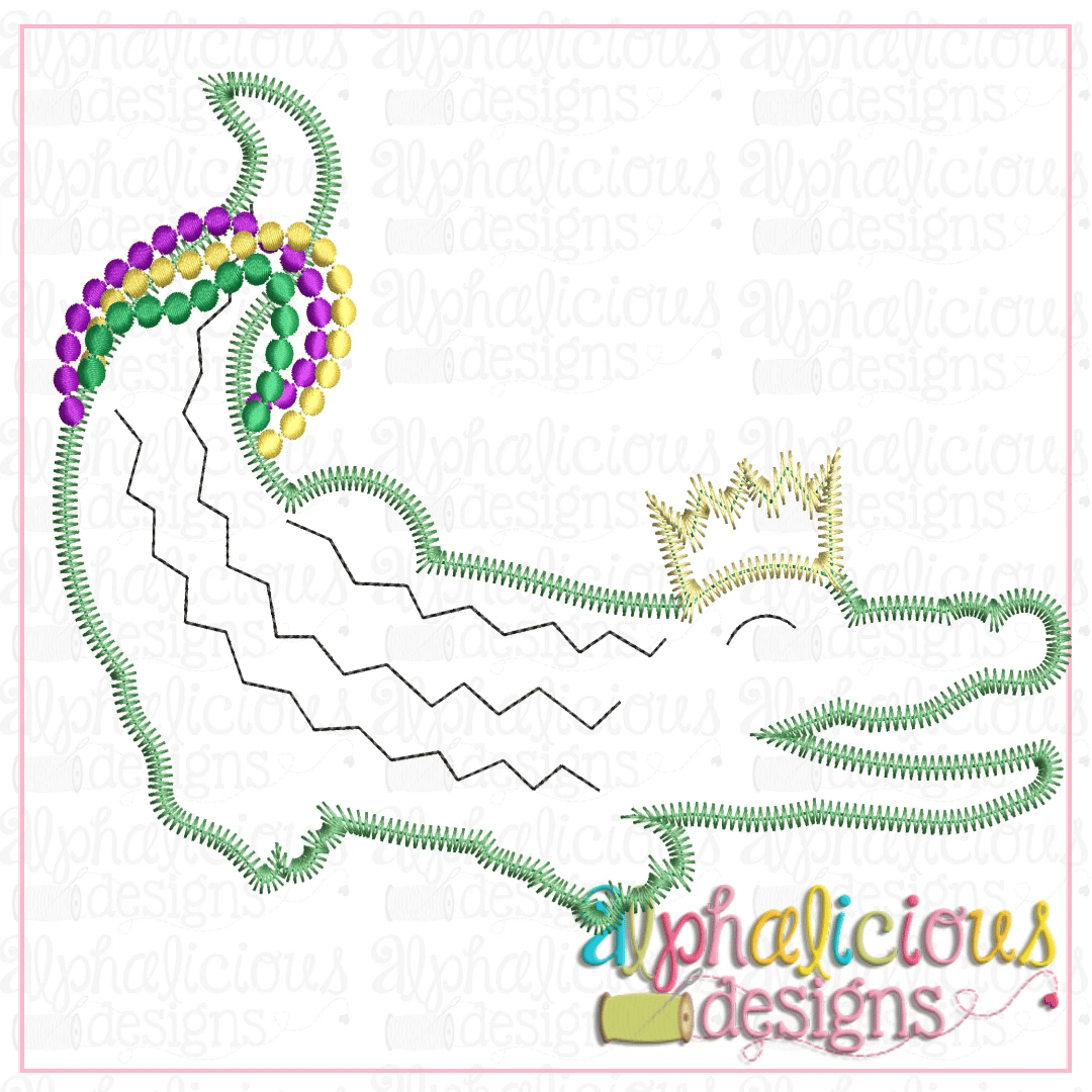 Gator with Crown and Beads-ZigZag