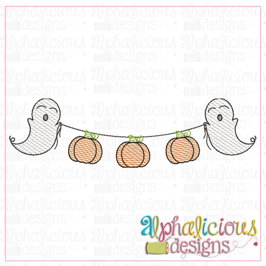 Ghost Bunting-Pumpkins-Sketch