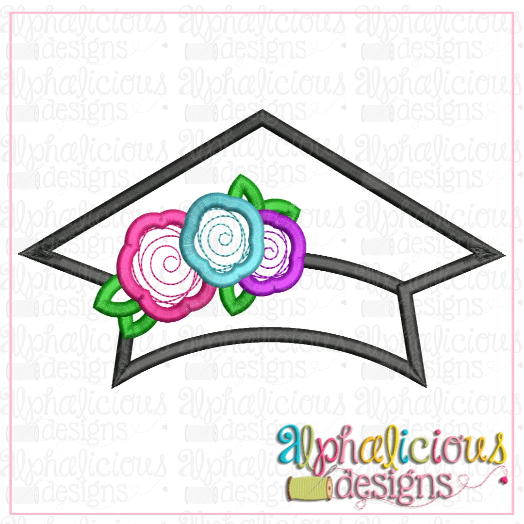 Graduation Hat with Flowers-Satin