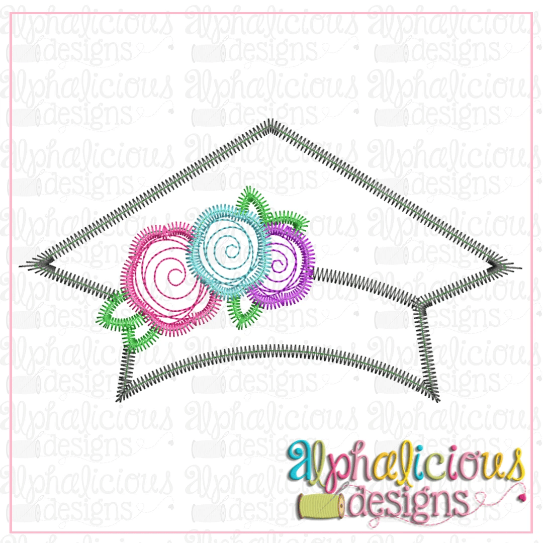 Graduation Hat with Flowers-Zig Zag