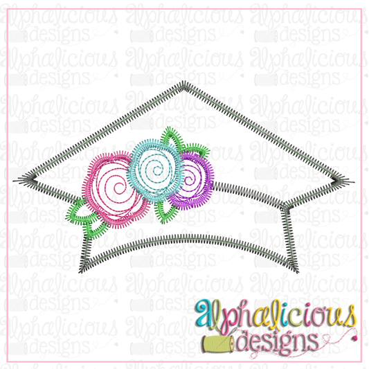 Graduation Hat with Flowers-Zig Zag