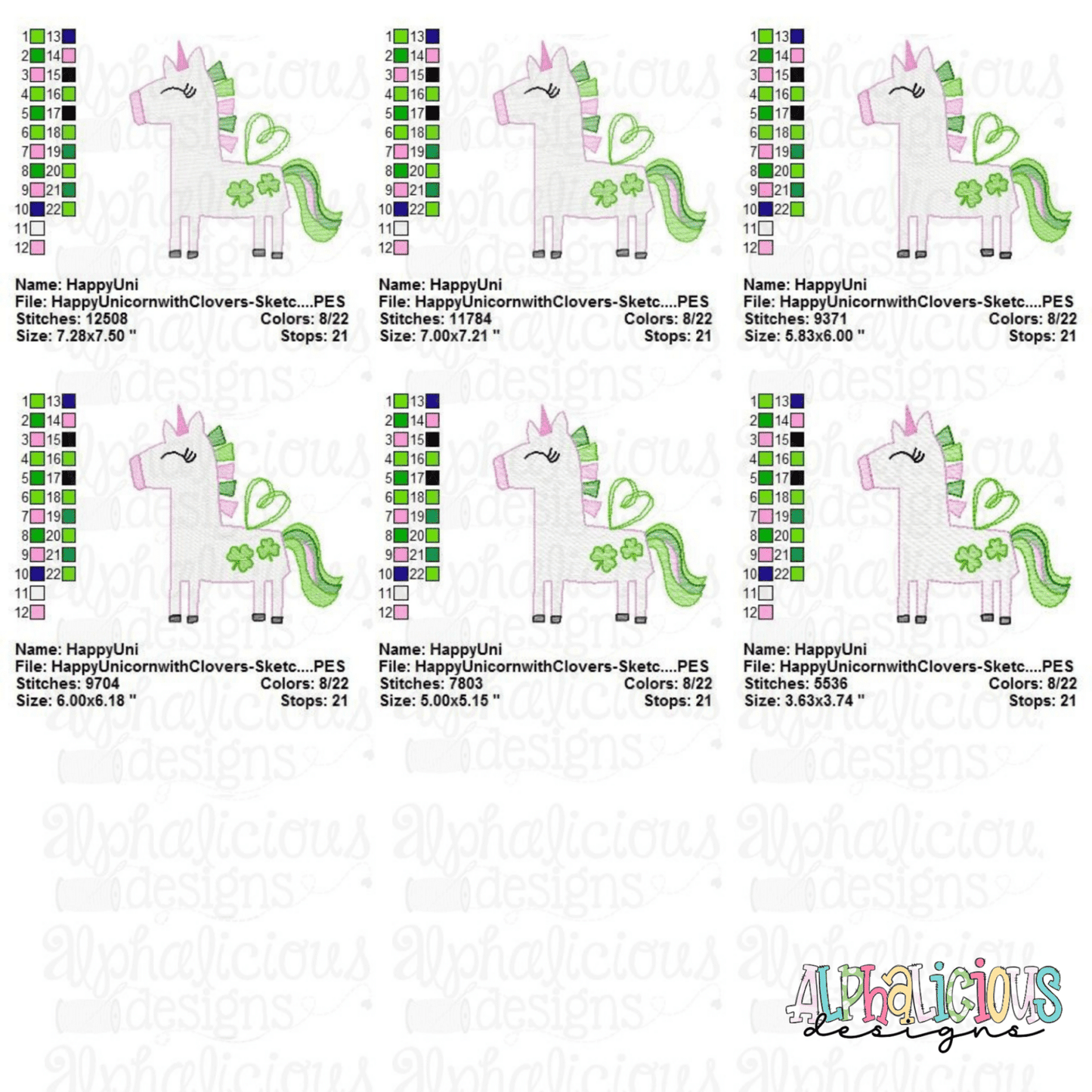 Happy Unicorn with Clovers - Sketch