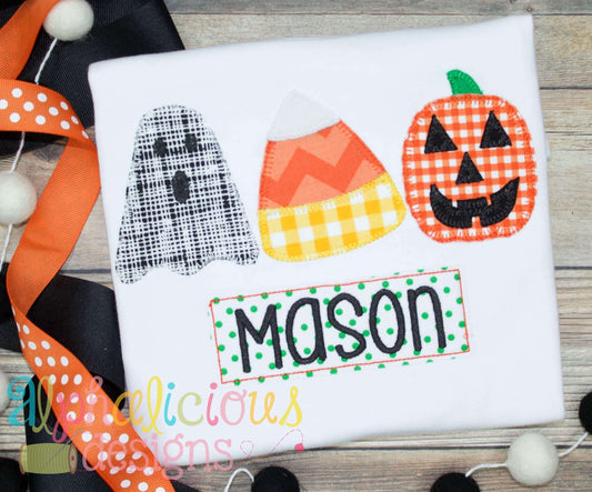 Trick Or Treat Three In A Row-Applique