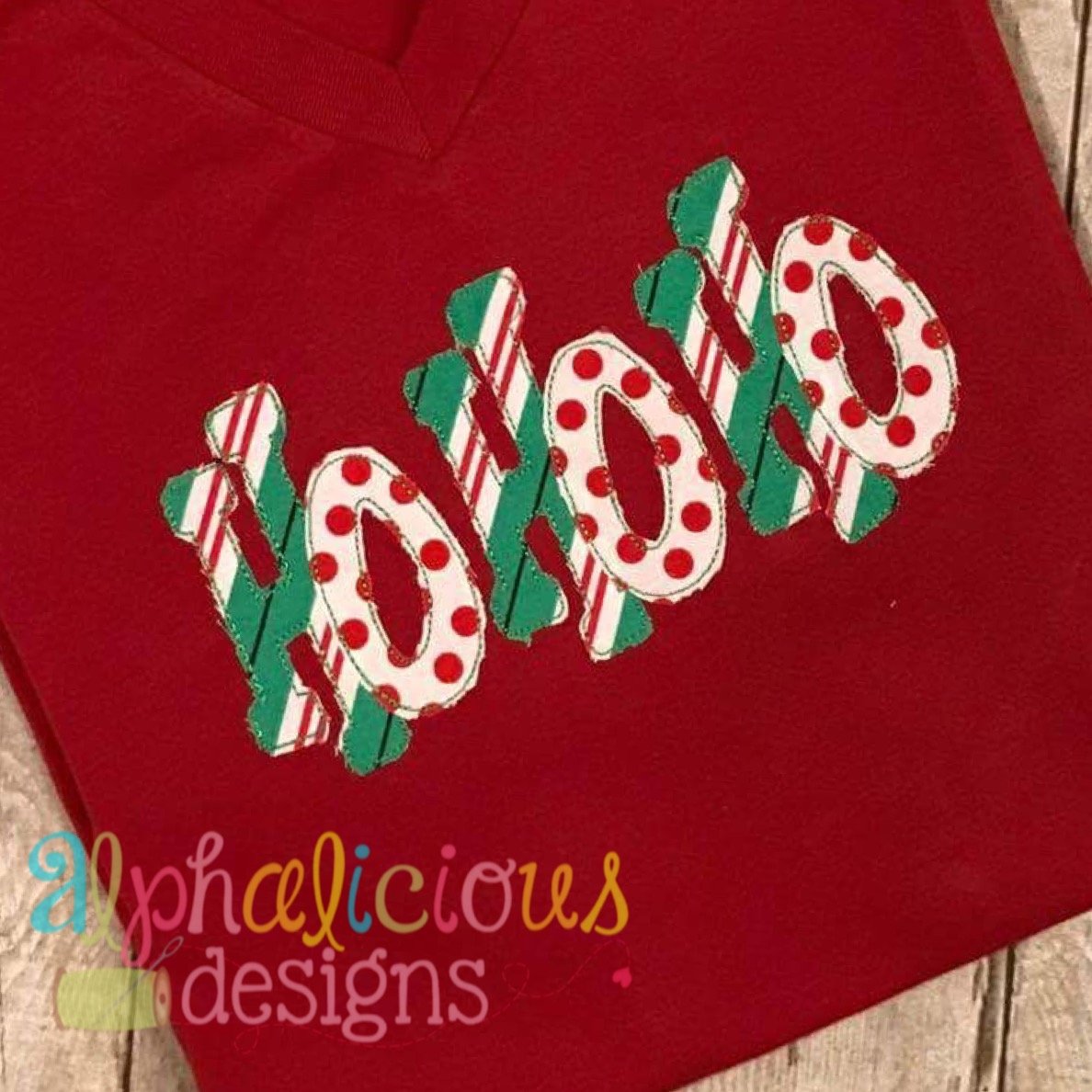 HO HO HO Applique Word-Triple Bean
