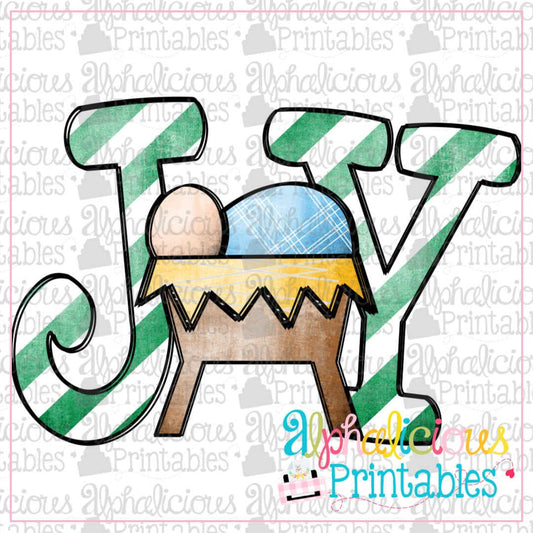 JOY Nativity with Stripes-Printable