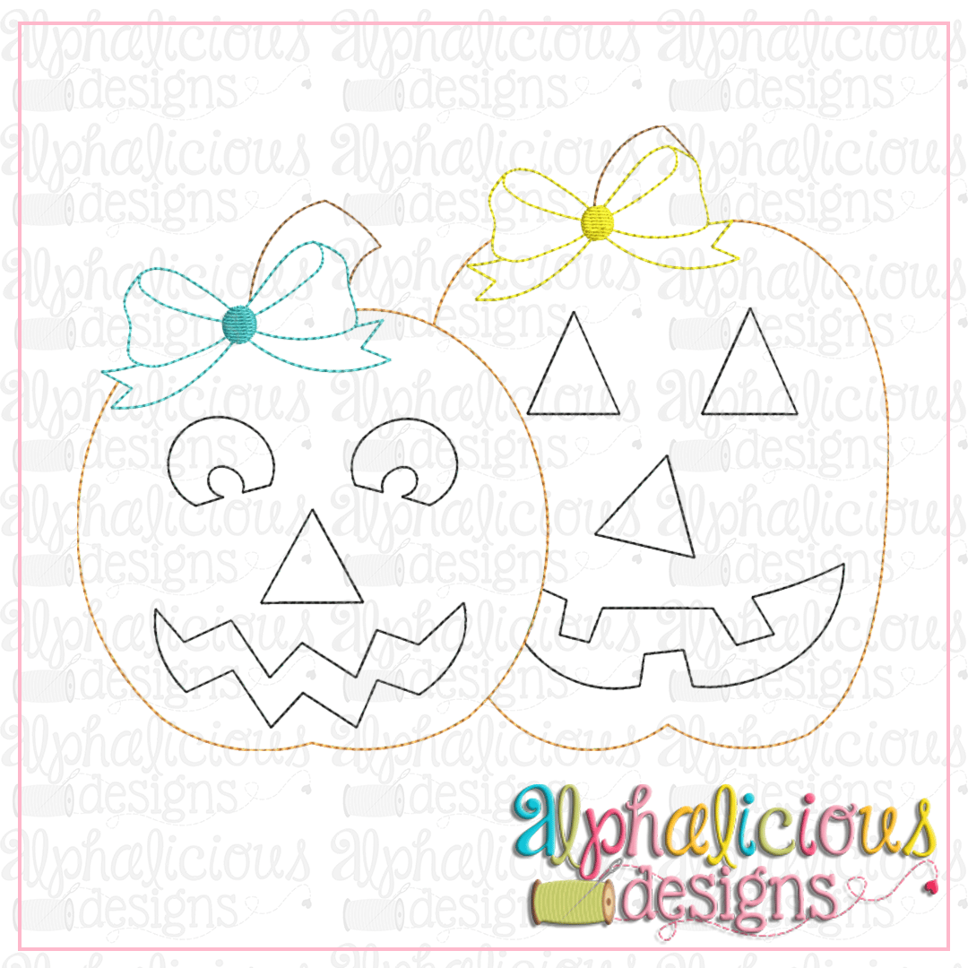 Jack-O-Lantern Pair with Bows - Triple Bean