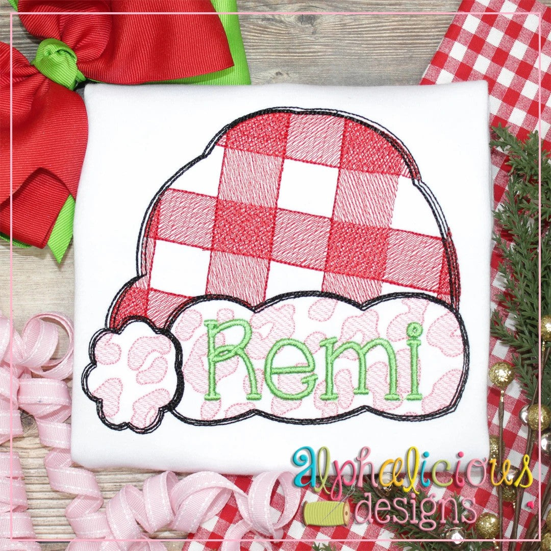 Leopard and Buffalo Plaid Santa Hat-Sketch
