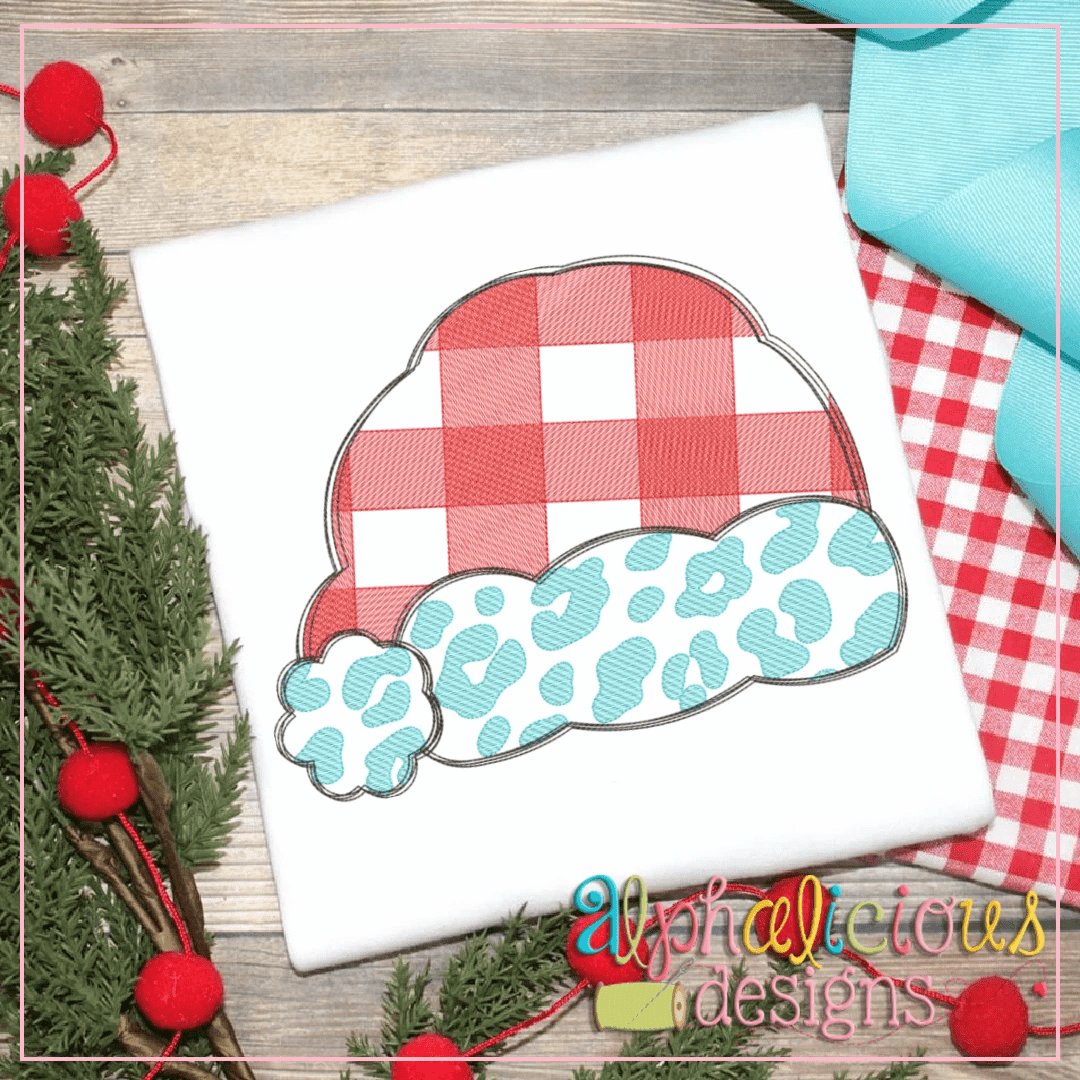 Leopard and Buffalo Plaid Santa Hat-Sketch