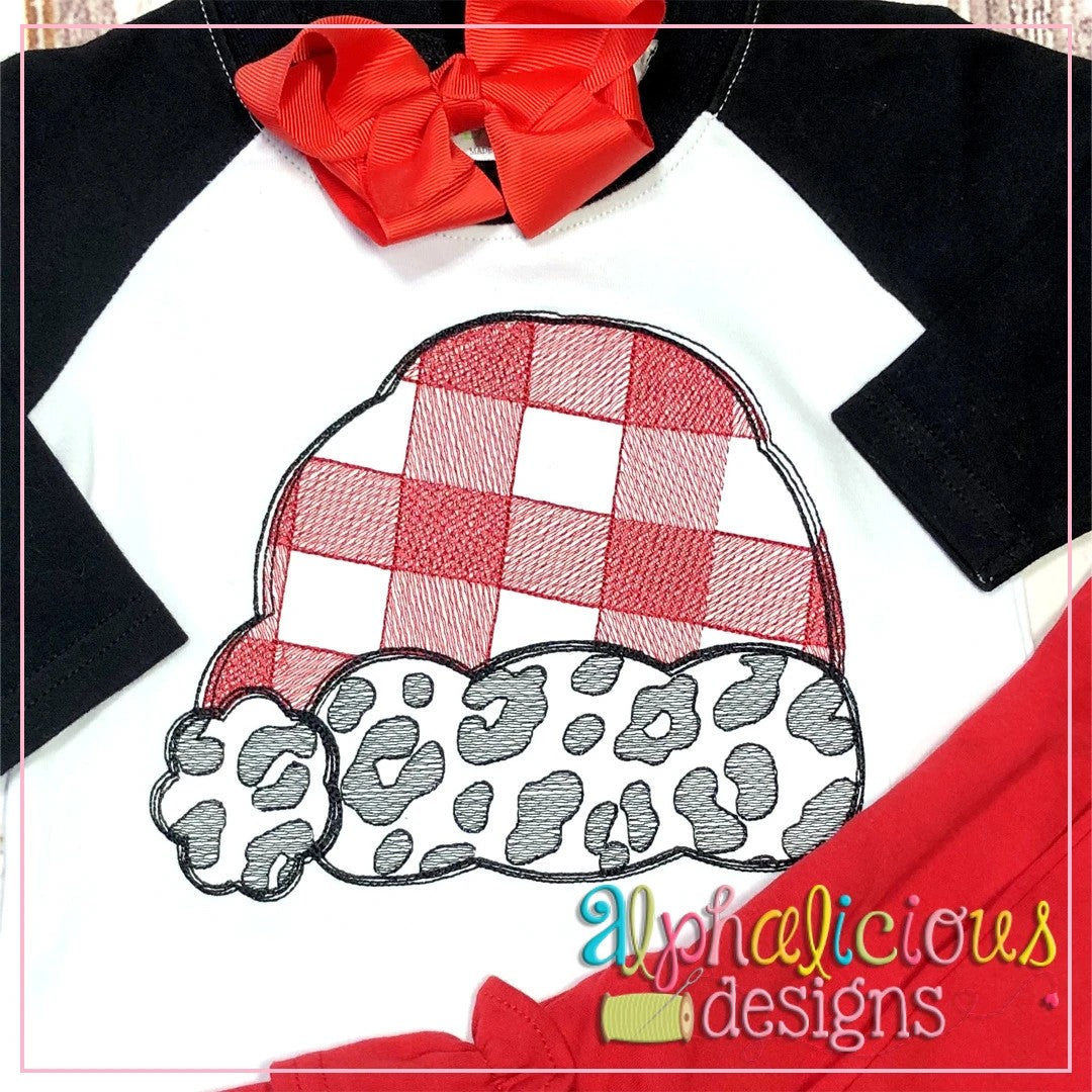Leopard and Buffalo Plaid Santa Hat-Sketch