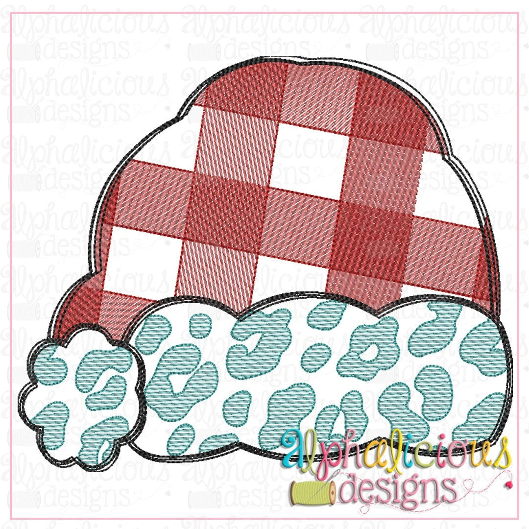 Leopard and Buffalo Plaid Santa Hat-Sketch