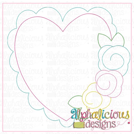 Scalloped Heart with Flowers- Triple Bean