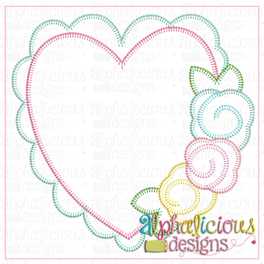 Scalloped Heart with Flowers- Blanket