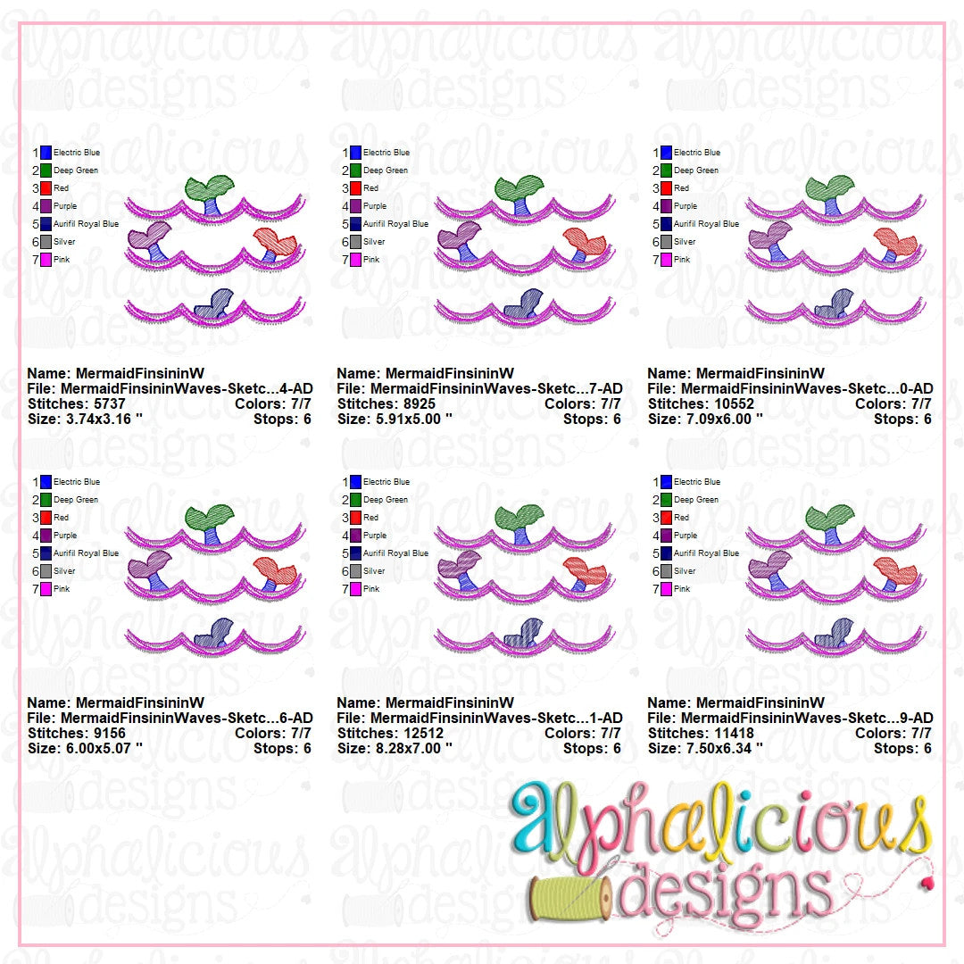 Mermaid Fins in Waves-Sketch