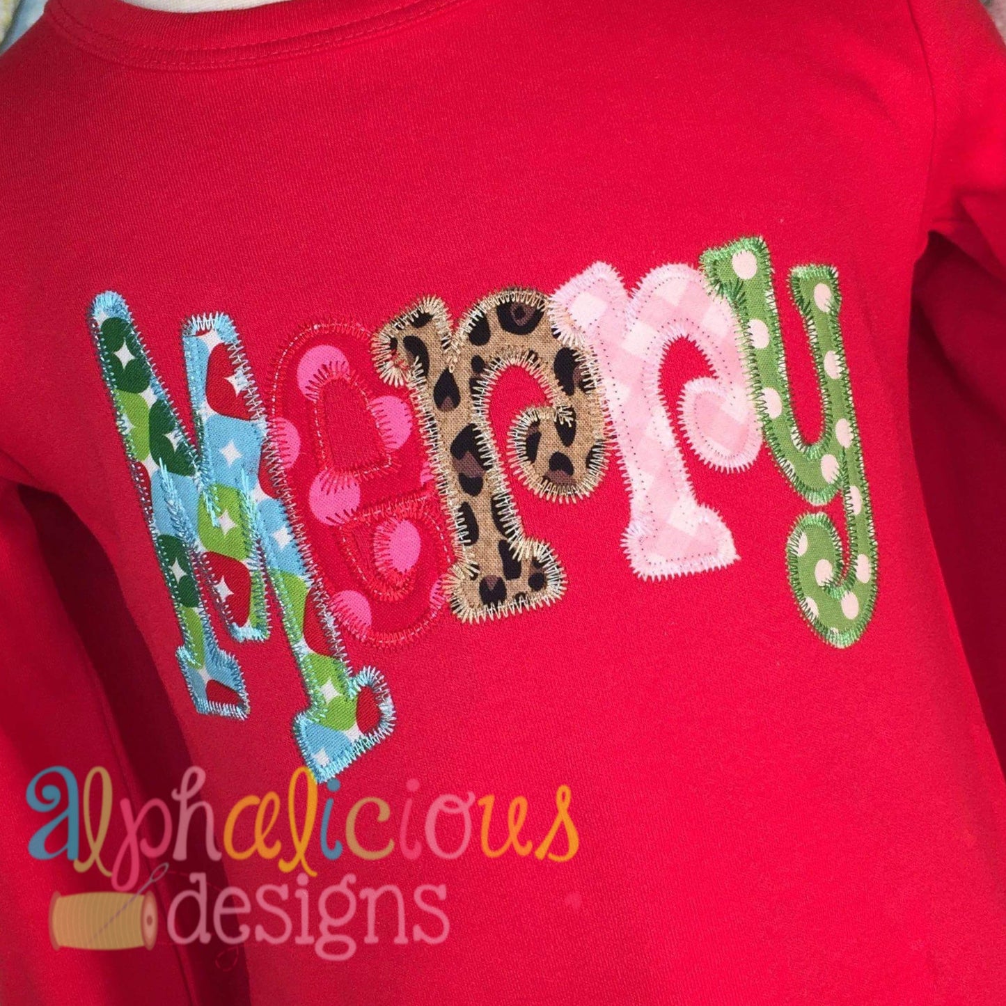Merry Applique Word-ZigZag