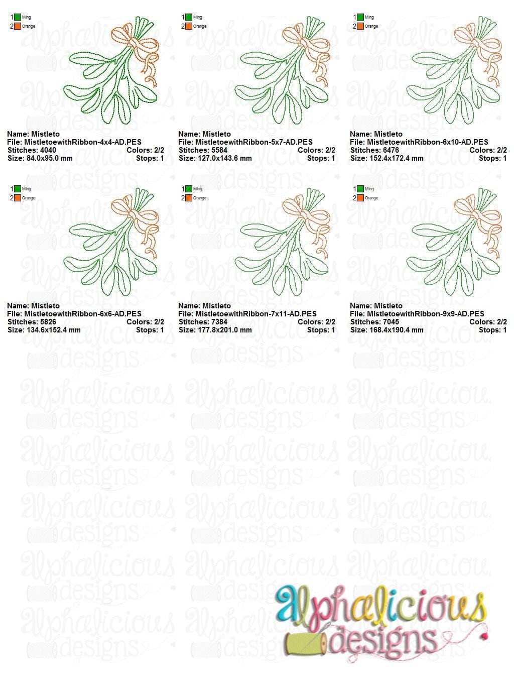Mistletoe with Ribbon - Vintage Embroidery Design