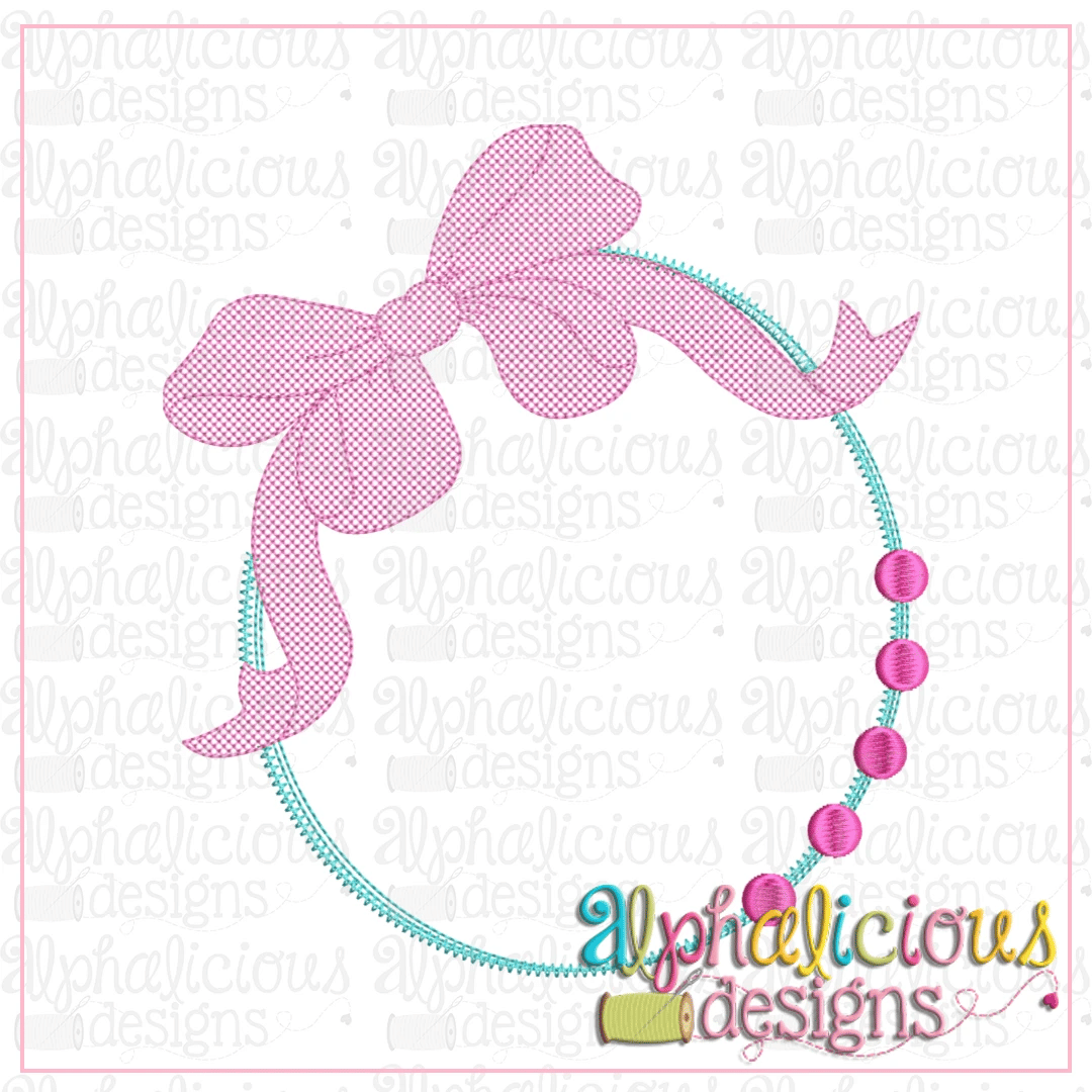 Oval Frame with Bow-Cross Stitch