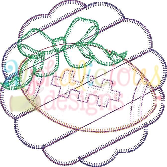 Patchwork Scallop Frame with Football with Bow-Blanket