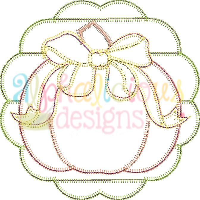 Patchwork Scallop Pumpkin with Bow-Blanket
