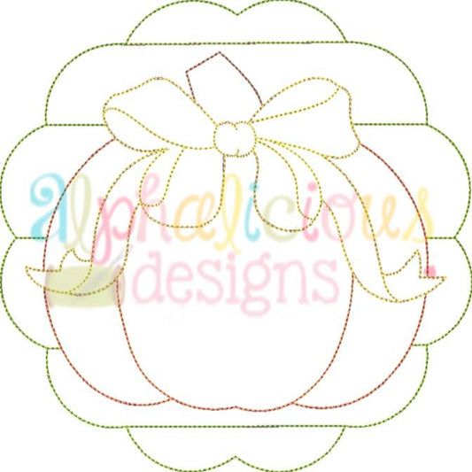 Patchwork Scallop Pumpkin with Bow-Triple Bean