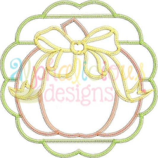 Patchwork Scallop Pumpkin with Bow-ZigZag