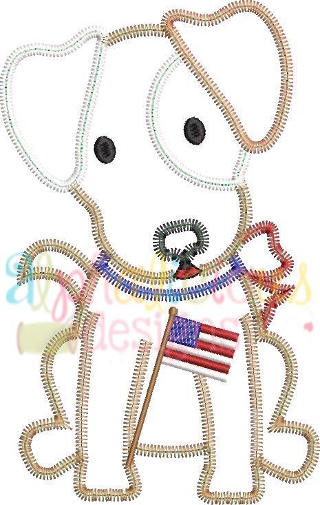 Patriotic Pup with Bow-Zigzag