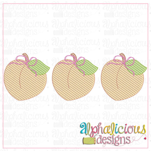 Peach with Bow Three in a Row-Sketch