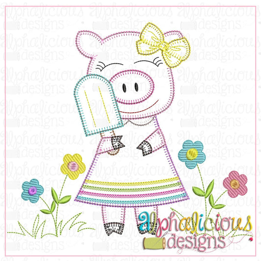 Piggie with Popsicle and Bow-Blanket