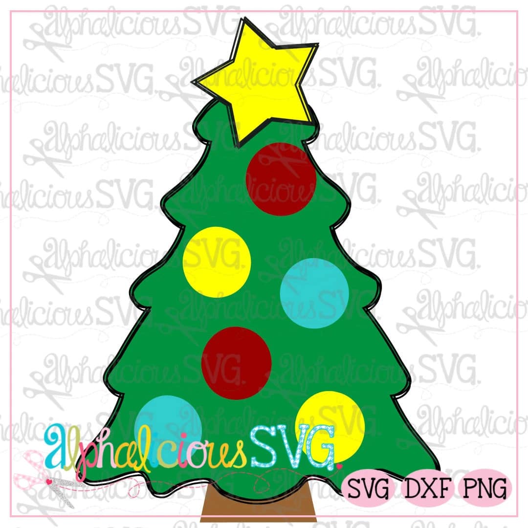 Polka Dot Tree with Star- SVG