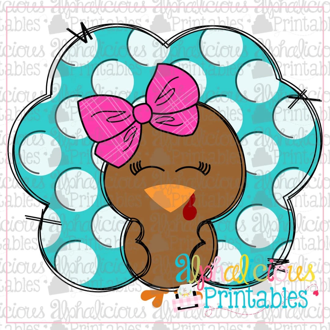 Polka Dot Turkey with Bow -Printable