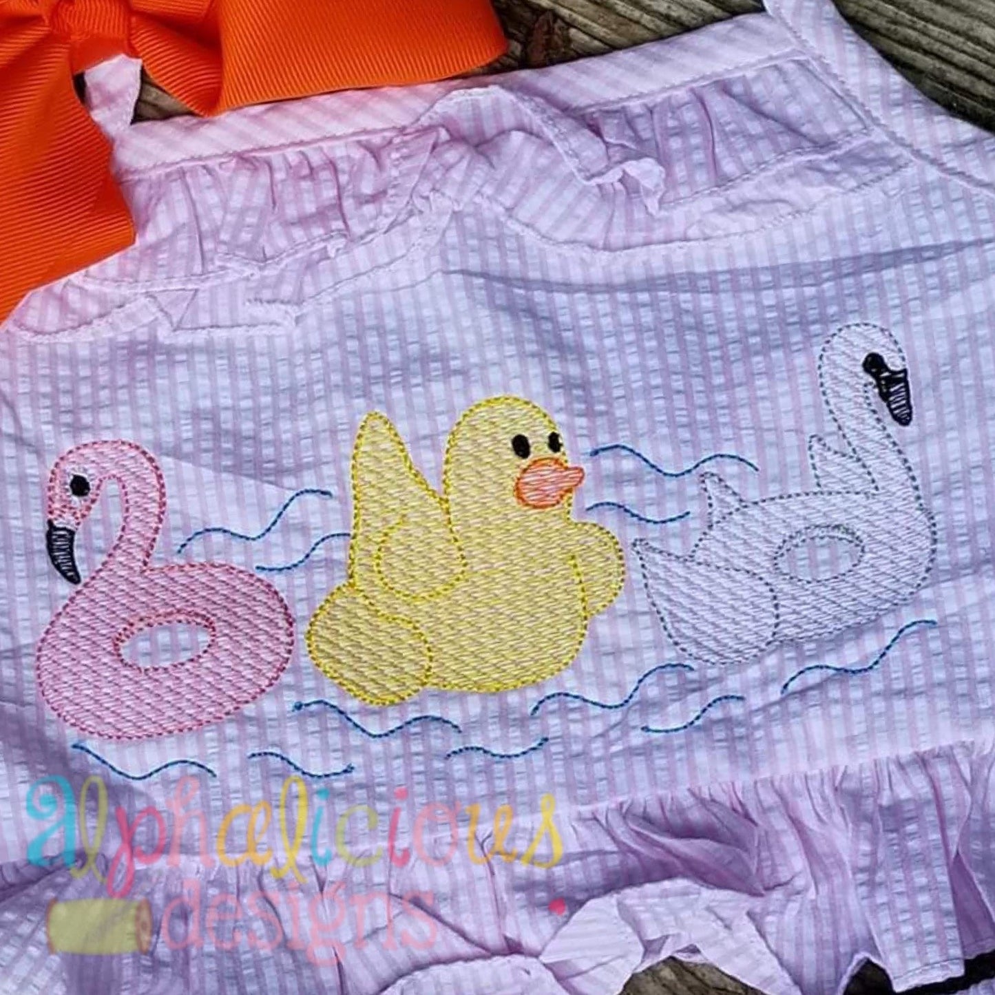 Pool Party Floatie Fun-Sketch Embroidery