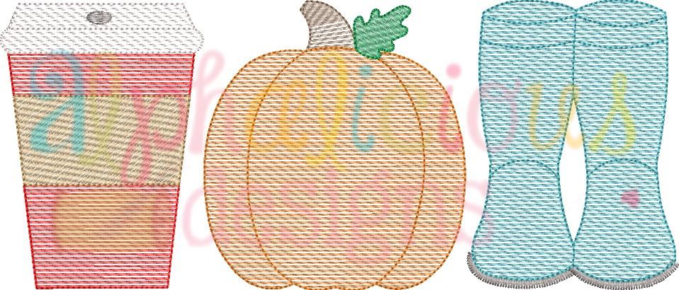 Preppy Girl Fall Three In A Row-Sketch