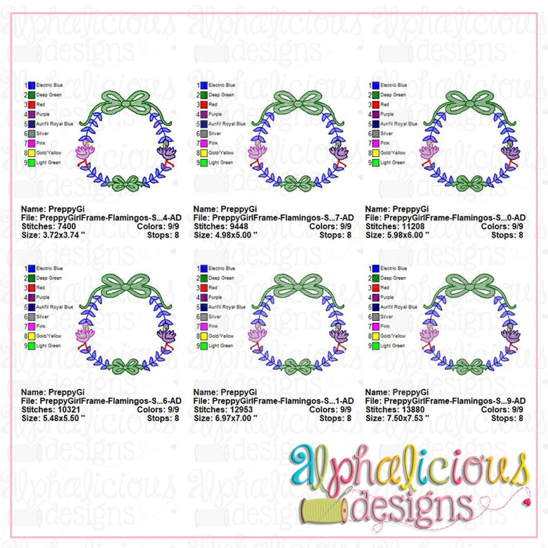 Preppy Girl Frame-Flamingos-Sketch