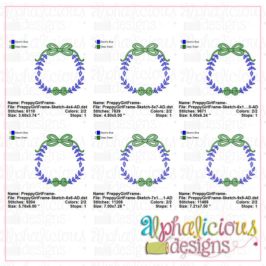 Preppy Girl Frame-Sketch