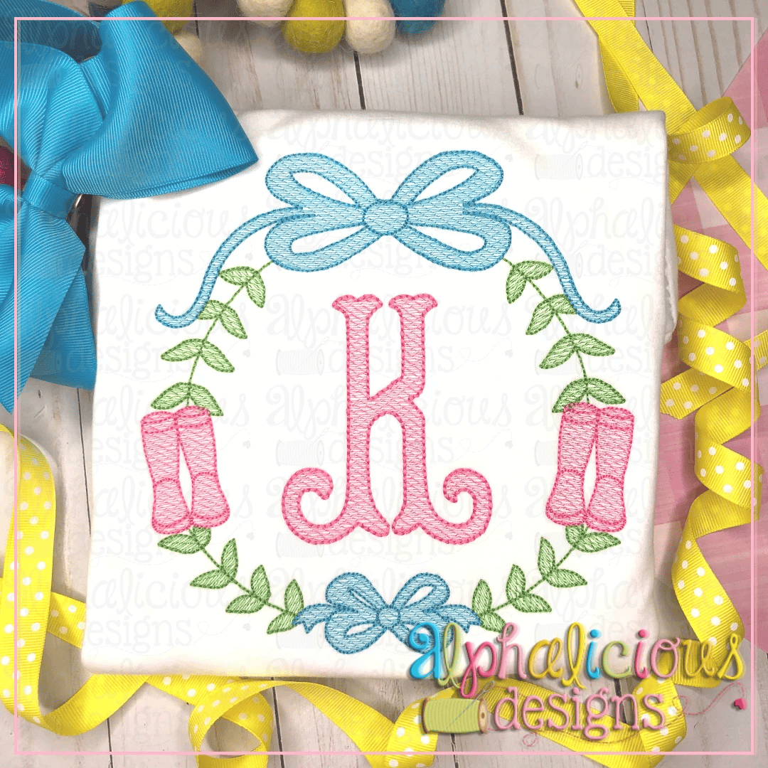Preppy Girl Monogram Frame- Rainboots- Sketch
