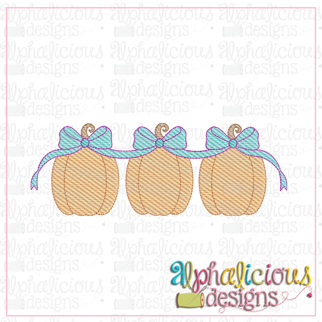 Pumpkin Trio with Bows - Sketch
