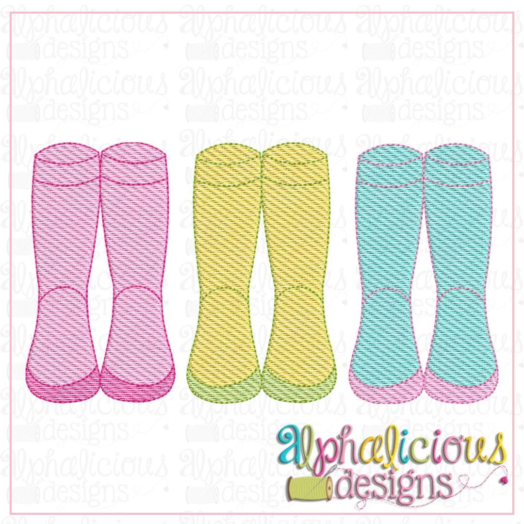 Rain boots Three In A Row-Sketch