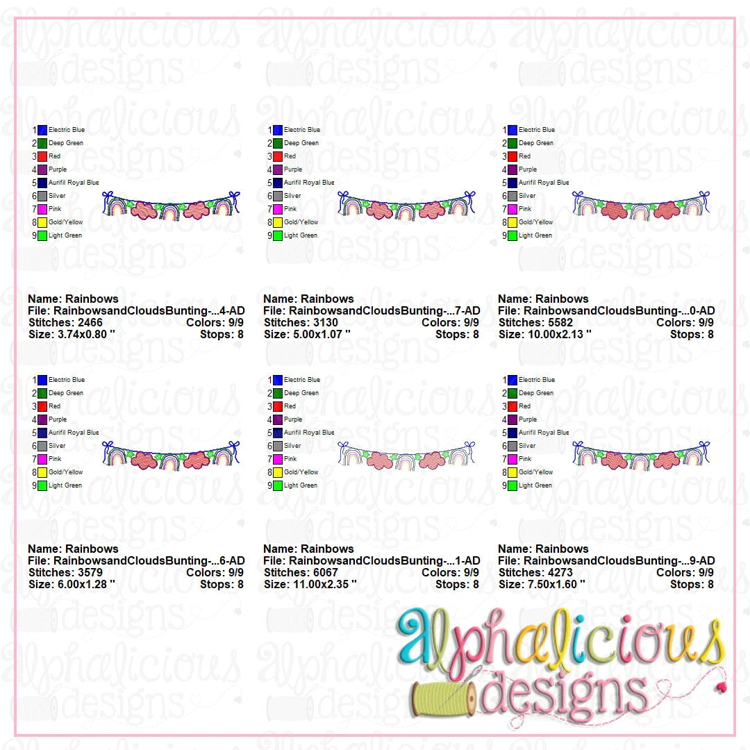 Rainbows and Clouds Bunting-Sketch