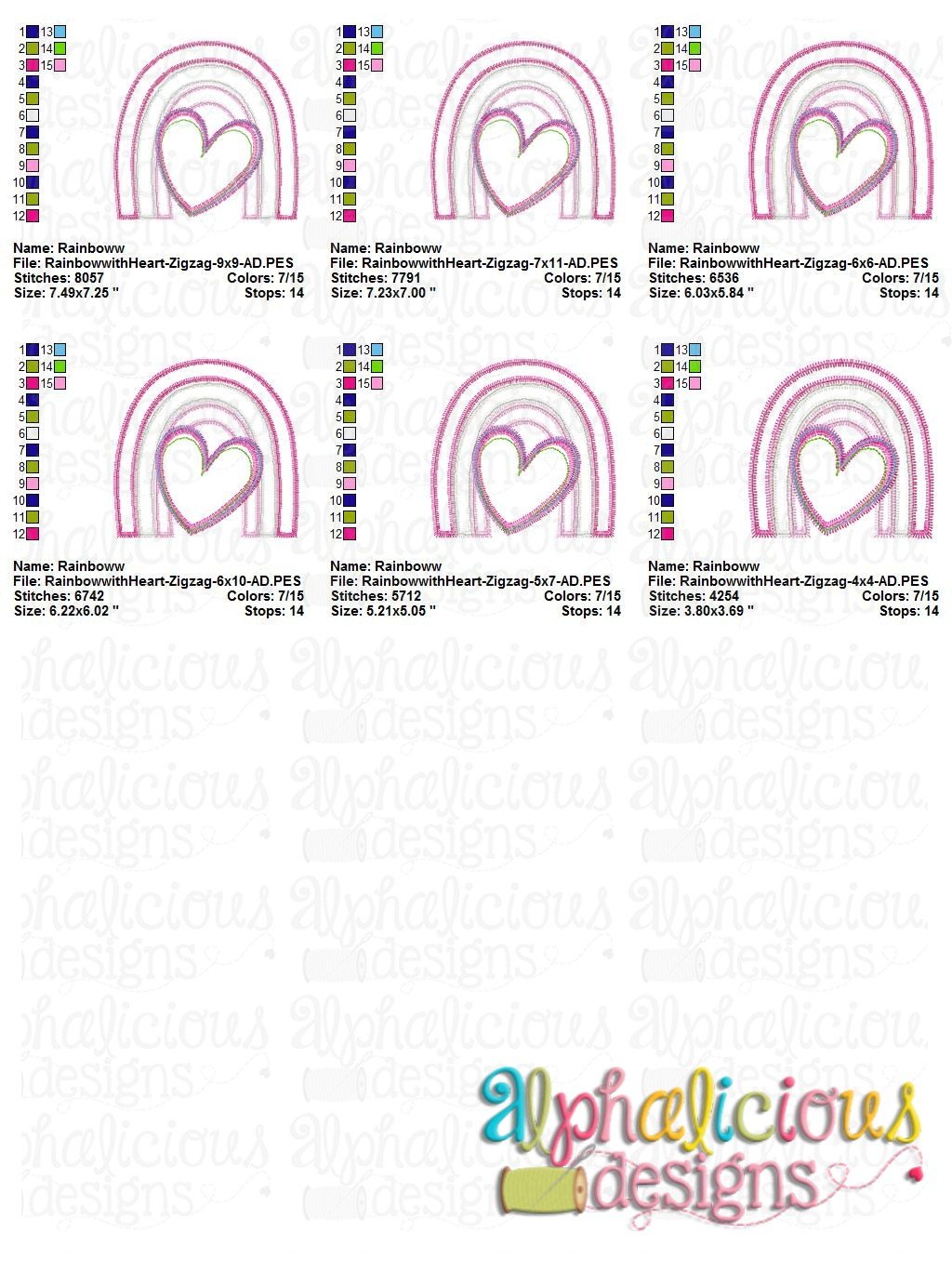 Rainbow with Heart- Zig Zag