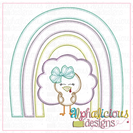 Rainbow with Turkey Girl - Blanket