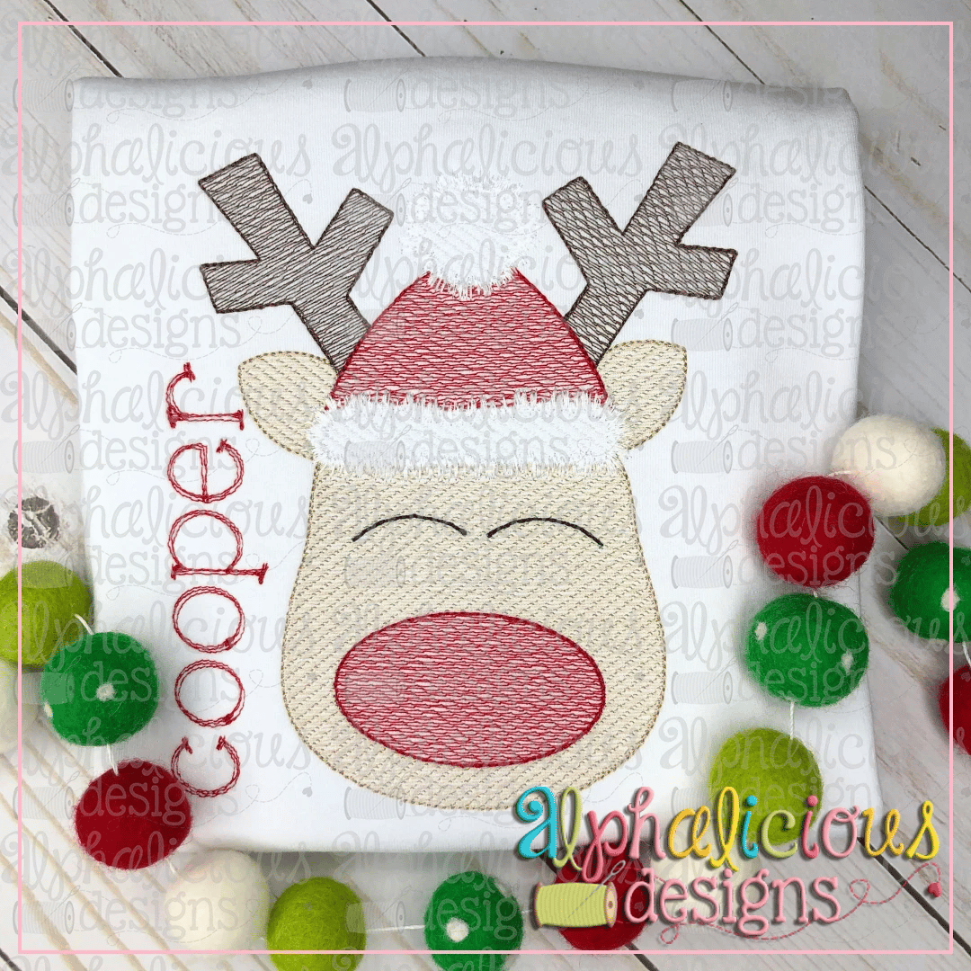Red Nose Reindeer with Hat - Sketch