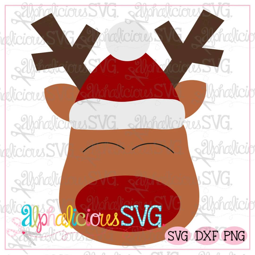 Red Nosed Reindeer with Hat- SVG