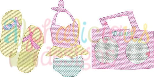 Retro Girl Beach Gear-Sketch