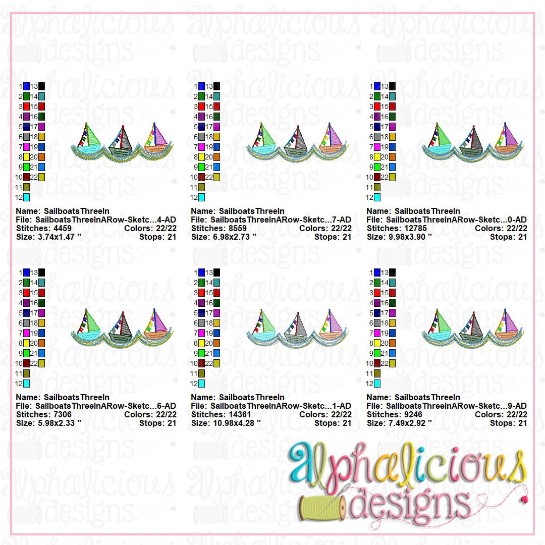 Sailboat Three in a Row-Sketch