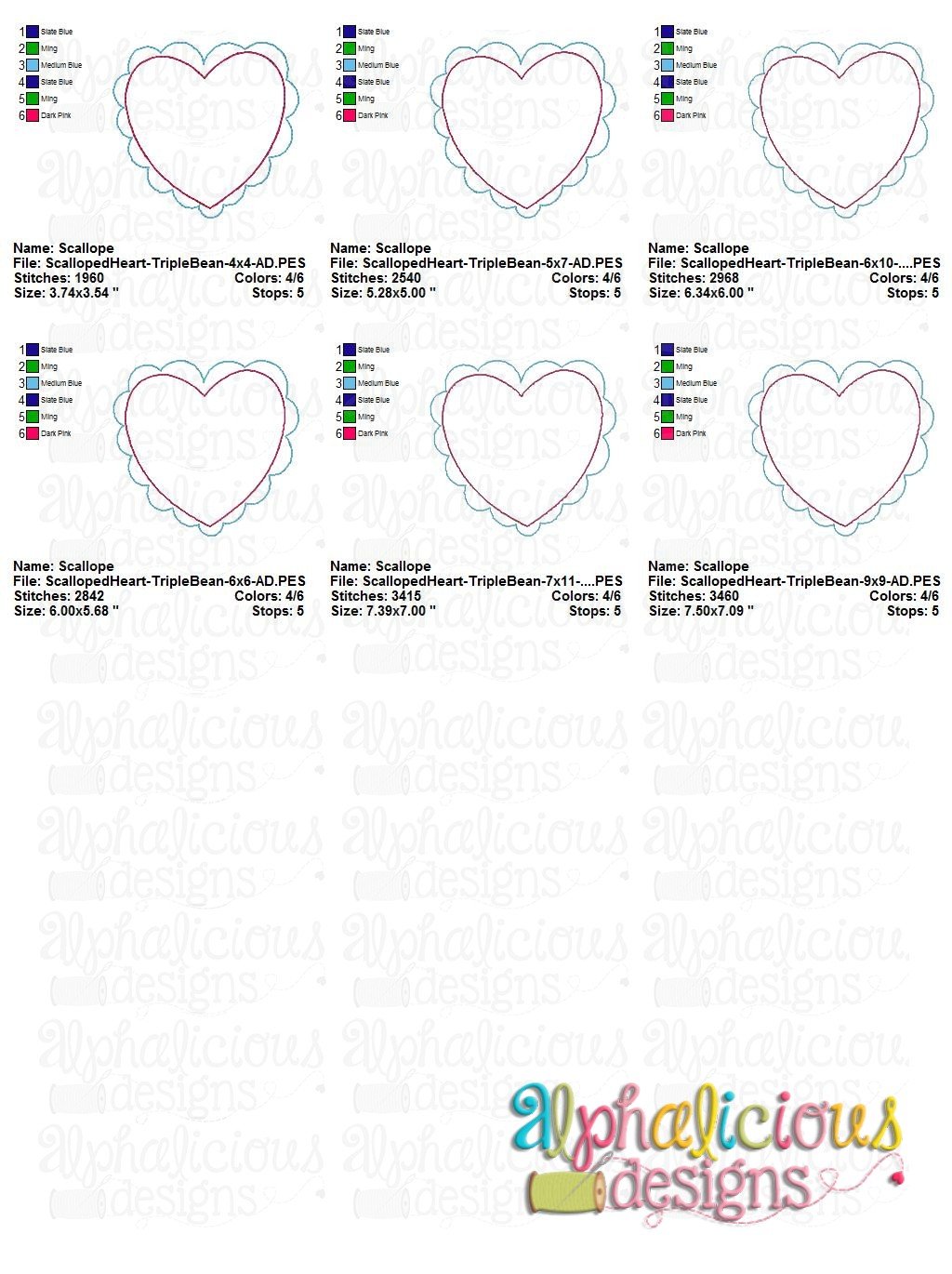 Scalloped Heart- Triple Bean