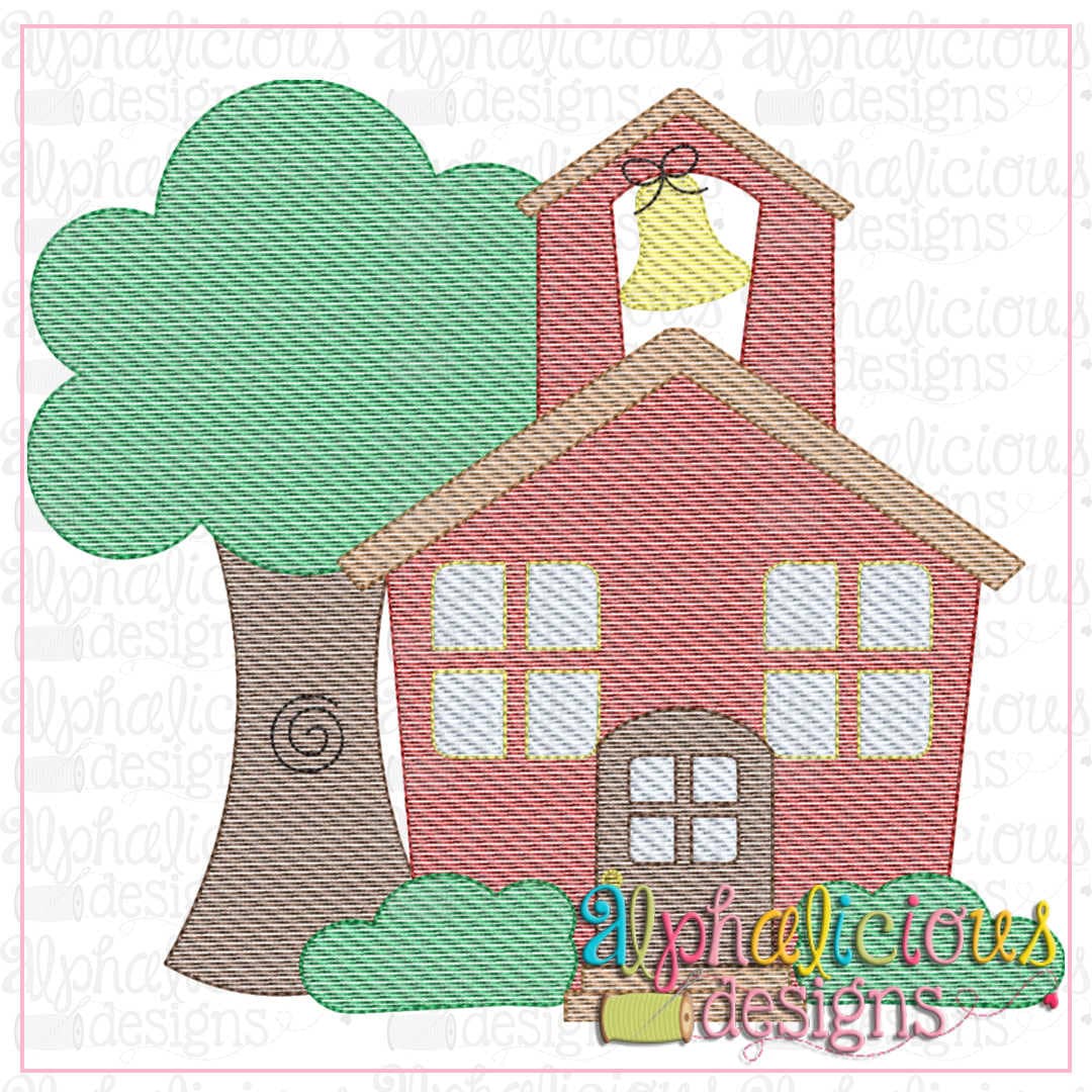 School house With Tree-Sketch