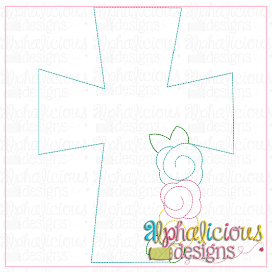 Cross with Flowers- Triple Bean