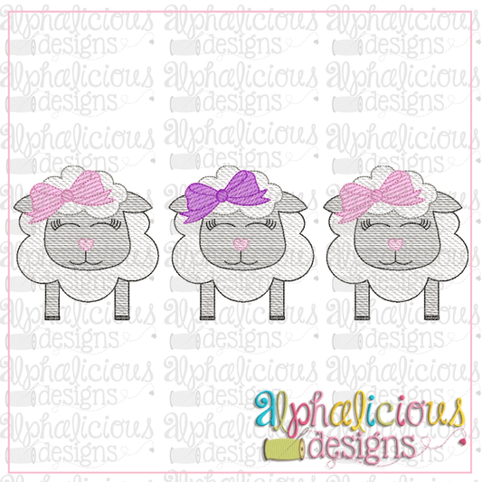 Sheep With Bow-Three In A Row-Sketch