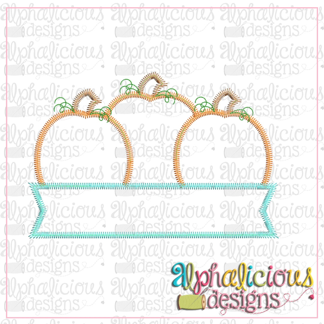Simple Pumpkin Trio with Banner-Zig Zag