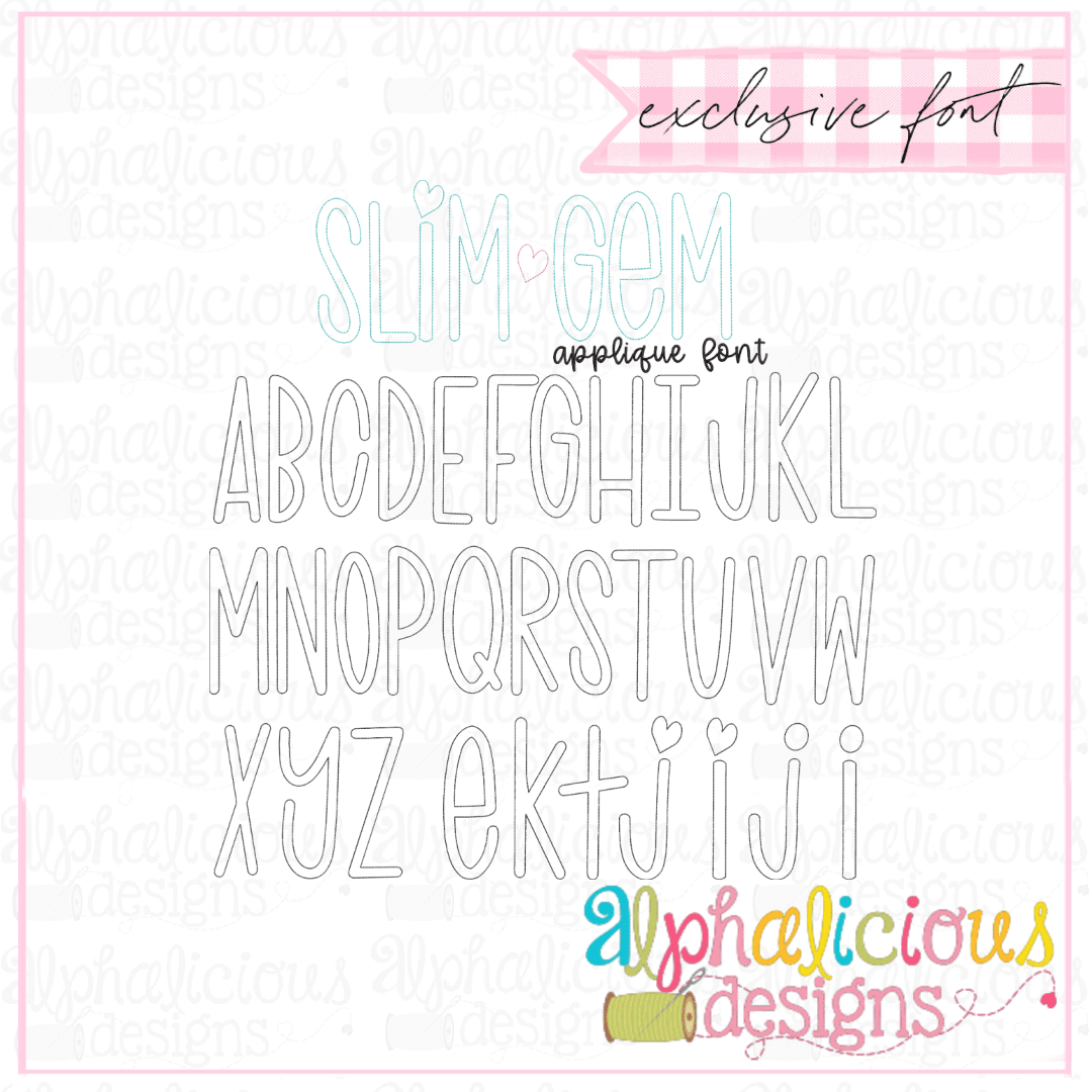 Slim-Gem Applique font-Triple Bean