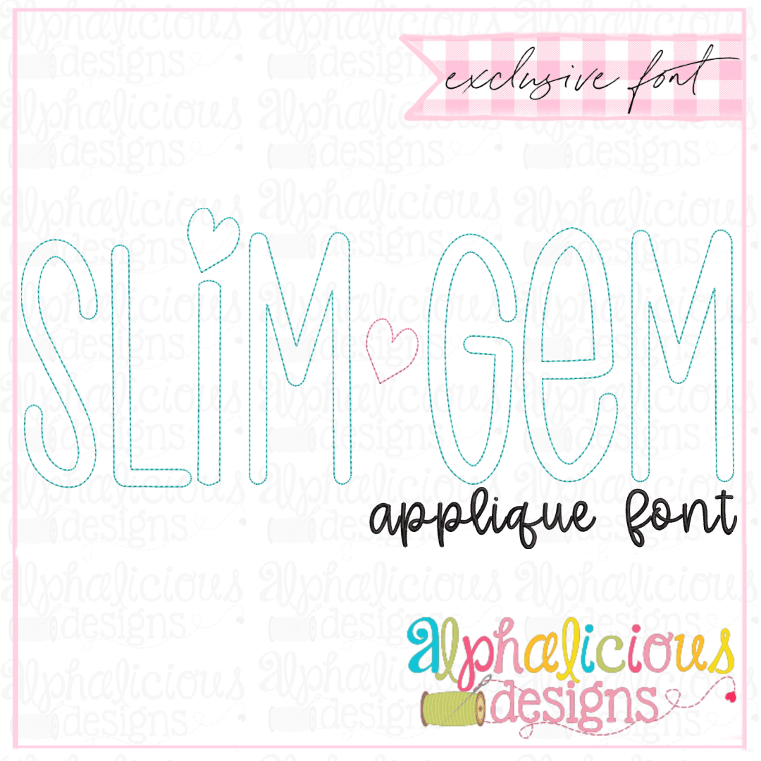 Slim-Gem Applique font-Triple Bean